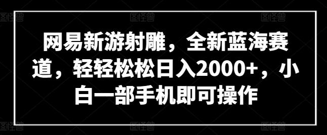 网易新游射雕，全新蓝海赛道，轻轻松松日入2000+，小白一部手机即可操作【揭秘】-点子口袋网