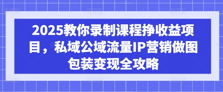 2025教你录制课程挣收益项目，私域公域流量IP营销做图包装变现全攻略-点子口袋网