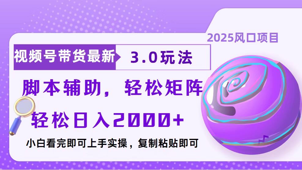 视频号带货最新3.0玩法，作品制作简单，当天起号，复制粘贴，脚本辅助...-点子口袋网