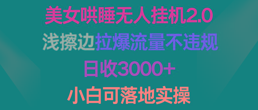 (9905期)美女哄睡无人挂机2.0，浅擦边拉爆流量不违规，日收3000+，小白可落地实操-点子口袋网