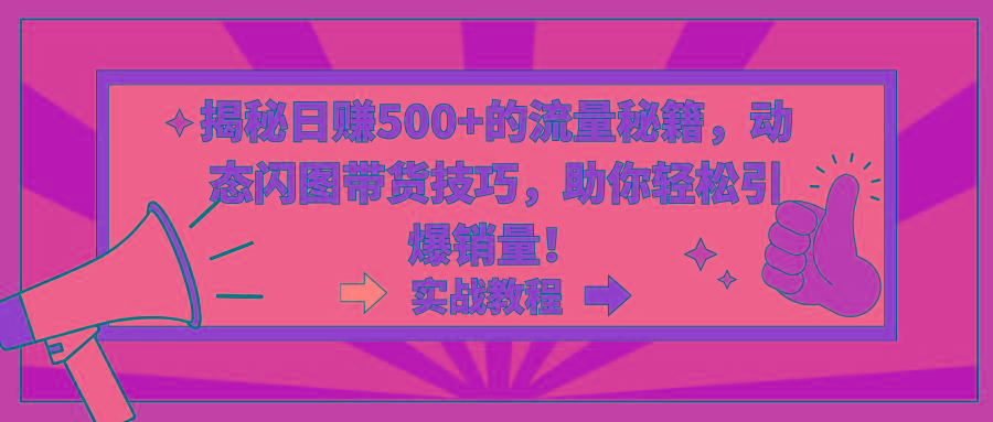 揭秘日赚500+的流量秘籍，动态闪图带货技巧，助你轻松引爆销量！-点子口袋网