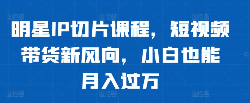 明星IP切片课程，短视频带货新风向，小白也能月入过万-点子口袋网