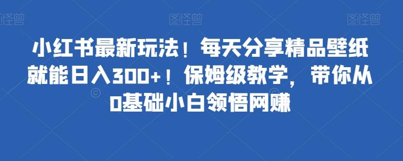 小红书最新玩法！每天分享精品壁纸就能日入300+！保姆级教学，带你从0基础小白领悟网赚-点子口袋网